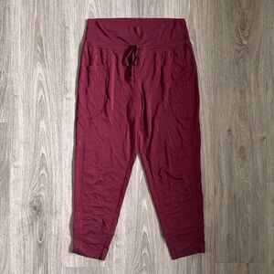 Fabletics Lounge Waist Tie Bottoms Maroon Wine Red Size Medium